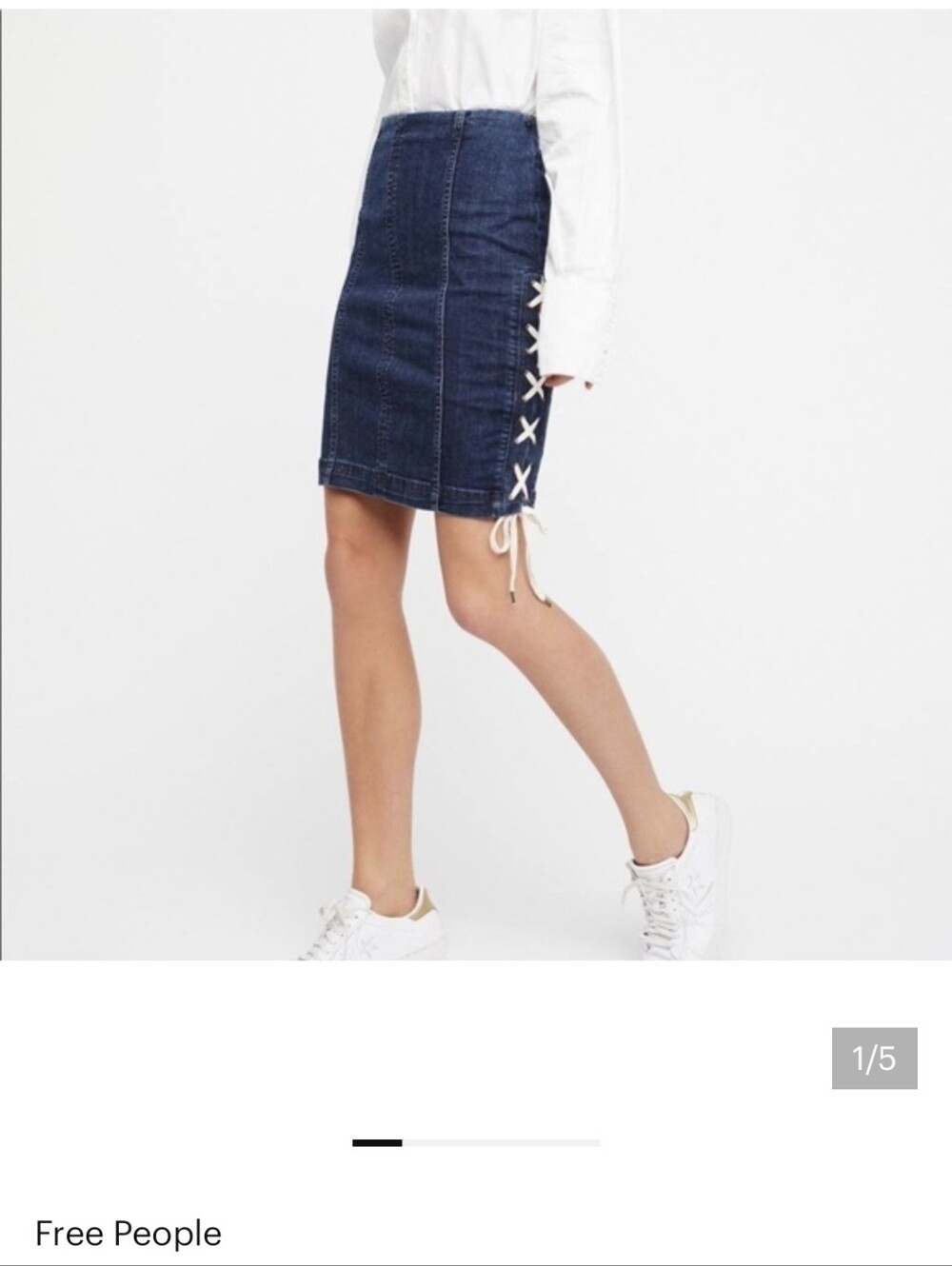 Free People Indigo Denim Pencil Skirt with Side Lace-Up Sz.4